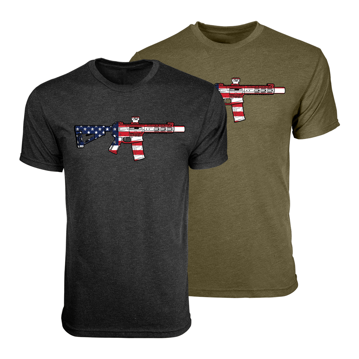 military shirts for men - Black Rifle Coffee Company hand drawn SBR flag shirt