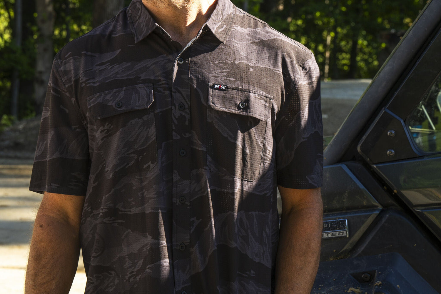 black camo dress shirt Black Camouflage Long Sleeve Men Button Up Shirt, Grey Camo Print Dress Buttoned Collared Casual Down Dress Male Guys Polyester Shirt