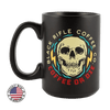 Coffee or Die Skull Mug - Black Front