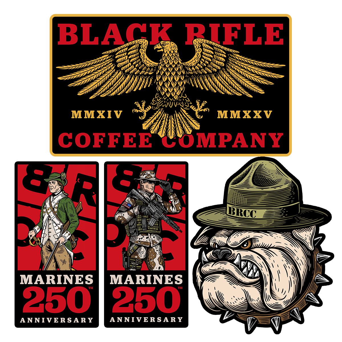 Marine 250th 2025 Sticker Pack – Black Rifle Coffee Company