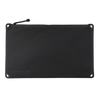 Black zippered pouch on a white background