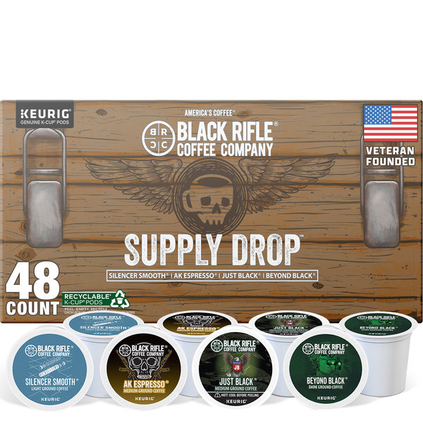 Black Rifle Coffee Supply Drop 96 K-Cup Variety Pack, Light to Dark Roast